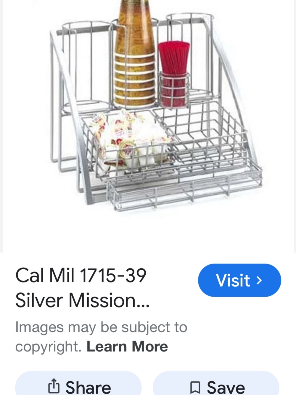 Silver condiment organizer, like new.